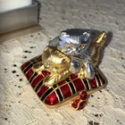 Vtg   Dazzling Silver Estee Lauder Playful Kittens Solid Perfume Compact New