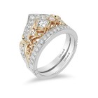 Enchanted Disney Cinderella 14k Two Tone Gold Diamond Crown Wedding Set Size 8