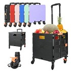  Foldable Utility Cart Portable Rolling Crate Handcart Shopping Trolley Black