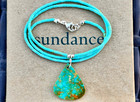 New  158 Sundance Turquoise Sterling Silver Beaded Handmade Pendant Necklace