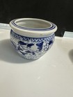 Miniature Vintage Chinese Blue And White Jardiniere Porcelain Pot