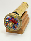 Vintage Kaleidoscope Signed Sheryl Koch 1991 Chesnik-koch 5  Brass W  Wood Base