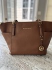 Michael Kors Jet Set Medium Carryall Leather Shoulder Tote -luggage Brown gold