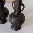 Japanese 19th Century Antique Bronze Vases Asian Decor  Vintage Set Of 2