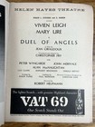    duel Of Angels    Playbill 5 16 1960 Vol 4 Nr 21 Helen Hayes Theatre Vivian Leigh