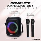 Risebass Portable Karaoke Machine With 2 Wireless Microphones Bluetooth Record