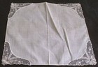 Vtg White Bridal Wedding Handkerchief Hanky Embroidered Net Lace Corners