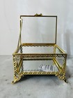 Antique Style  Beveled Glass Footed Jewelry Dresser Trinket Box New   