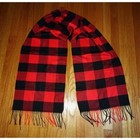 Vintage Red   Black Plaid Winter Scarf W  Fringe Neck Scarve Rockabilly Pinup