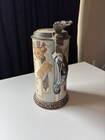 Vintage German Beer Stein With Pewter Lid   Made In 1907 In Mettlach Germany 
