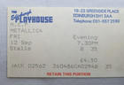 Metallica 1986 Authentic Vintage Damaged European Tour Holy Grail Concert Ticket