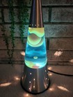 Vintage Celestial Lava Lamp Starlight Base Silver Blue Yellow Star Moon 15 