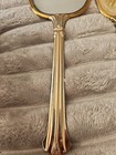 Vtg Hand Mirror   Brush Vanity Set Ladies Gold silver Tones   Flower Design