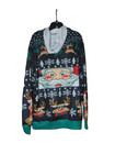 Men Xl Santa Reindeer Ugly Christmas Hoodie Sweatshirt All Over Print Nwot
