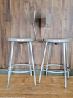 Two 2  Vintage Industrial Factory Stools Adjustable   Removable Backs