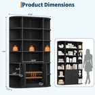 75in Tall Black Bookcase  6 Tier Wooden Book Shelf 47  Wide Farmhouse Display   