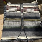 Vintage Mexican Blanket Vest Poncho Serape Jacket Fringe W Pockets