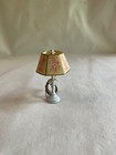 Wer  Dollhouse Miniature Pair Of White Table Lamp Light Electric Print Shade Nos