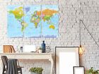 World Map Canvas Print Framed Wall Art Picture Image K-a-0094-b-e
