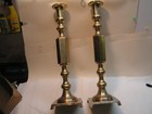 Pair Of 2 Vintage Solid Brass Candlestick Holders 18 1 4  Tall large Set 5  12oz