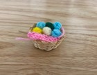1 12 Dollhouse Miniature Real Yarn Knitting Set In A Woven Basket