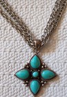 Vintage Navajo Sterling Turquoise Necklace  18  Pendant 1 5x1 5
