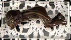 Small Vintage Solid Bronze Reclining Nude Girl Figurine Statue On Crystal Plinth