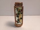Vintage Lcs France Enamel Floral Glass Mirror Lipstick Holder