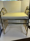 1987 Rosalco Brass Vanity Bench Floral Porcelain Accent Hollywood Regency