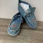 Vtg Beaded Moccasins Blue Leather Native N  Arizona American Indian South West