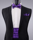 Mens Classic Paisley Untied Party Adjustable Bow Tie Cummerbund And Pocket Sq   