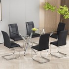 Pu Kitchen Dining Chairs Set Of 6 Side Chair Leather High Back Padded Metal Leg