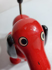 Vintage Greek Kouvalias Wooden Red Dog Pull Toy Spring Tail For Parts Or Repair