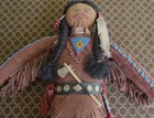 Wonderfully Detailed Vintage Beaded Native American 12  Suede Leather Doll