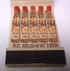 Vintage Fox Head  400  Beer Feature Matchbook Waukesha Wisconsin 15 Beer Bottles