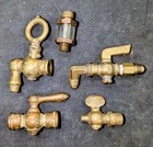 Lot Of 4 Vintage Industrial Pet Cock Valves   1 Oil Level Glass Steampunk Brass