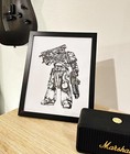 Hand Drawn  not A Print  Warhammer 40k Space Marine Framed Pen   Ink Art Drawing