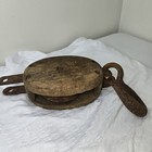 Antique Block   Tackle Pulley Block Wood Cast Iron Ship 15  Inches Long