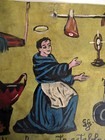 Vtg Hp Mexican Tin Retablo San Pascual Bailon Makes Cooking Taste Great  In 1920