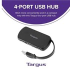 Targus 4-port Usb 2 0 Hub  Black - Compatible With Pc And Mac Travel Friendly