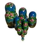 Matryoshka Nesting Dolls Wooden Hand Painted Set Of 9 Blue Fairytale Signed