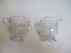 Vintage Fostoria Clear Etched Glass Cream   Sugar Roses Chintz