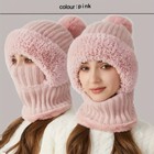 Men Women Beanie Cap Pom Bobble Scarf Mask Set Knitted Winter Warm Snow Ski Cap
