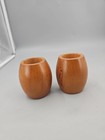 Vintage Mid Century Modern Danish Style Turned Wood Candle Votive Holder 3 25   