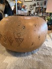Vintage African Gourd With Etched Design 6 5   x9     Warriors Hunters