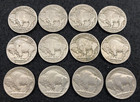 Buffalo Nickels 1913 To 1938 Circulated Full Date - Set Of 12 Random Dates