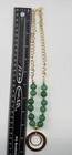 Green Glass Beaded Jewelry Set Necklace Bracelet   Dangle Earrings Gold Tone