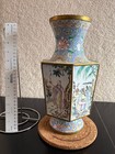 Antique Or Vintage Chinese Canton Enamel On Copper Hexagonal Vase