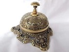 Antique Engraved Brass Desk Bell Decorative Office hotel Decor Collectible Gift