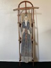      Antique Old American Folk Art Primitive Christmas Santa Painting Sled - Wow